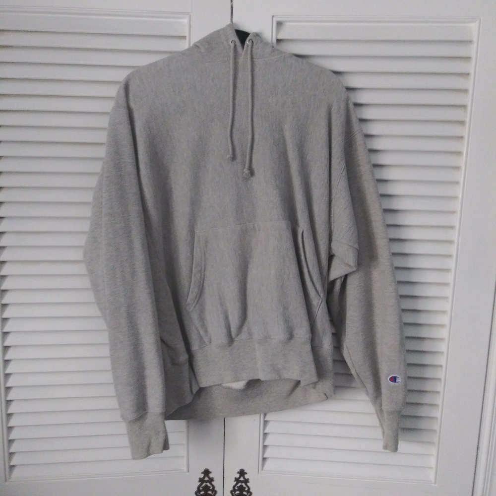 Reverse Weave Champion Hoodie Sweatshirt Grey